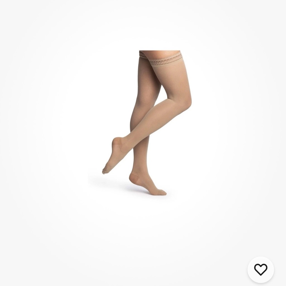 Dynaven Sheer Women's Thigh Compression Support Sheer Beige size LS large short